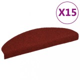 VidaXL Covorașe autocolante de scări, 15 buc, 65 x 21 x 4 cm, roșu