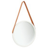 Oglinda de perete cu o curea, 40 cm, alb GartenMobel Dekor, vidaXL