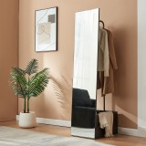 Oglinda cuier 2 &icirc;n 1 Saden cu spatiu depozitare, 165x40x50,5 cm, negru