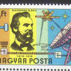 UNGARIA 1976, Centenarul telefonului, A.G. Bell, MNH, serie neuzata