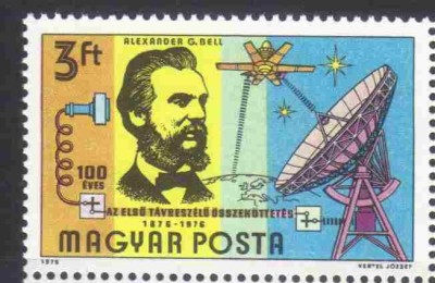 UNGARIA 1976, Centenarul telefonului, A.G. Bell, MNH, serie neuzata foto