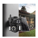 Camera de supraveghere pentru exterior, cu audio bidirecțional, zoom optic 36x, rezistentă la intemperii, 2MP, Full HD, cu panou solar inclus, negru