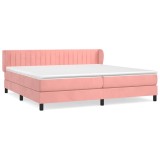 Cumpara ieftin Pat box spring cu saltea, roz, 200x200 cm, catifea