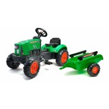 Tractor cu Pedale Falk Supercharger Verde, 2-5 Ani, cu Remorca