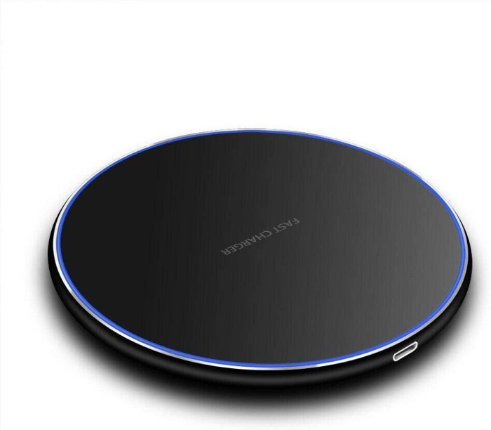 Incarcator Wireless Fast Charge Ultra Slim cu Lumina LED si Finisaje Premium cu Compatibilitate Universala Android IOS, CBD CORAL BEST DEALS Negru 1.5