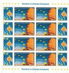 ROMANIA 2007 LP 1752 a ROMANIA IN U. E. MINICOALA 8 TIMBE SI 8 VINIETE MNH