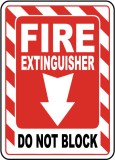 Fire extinguisher do not block sign