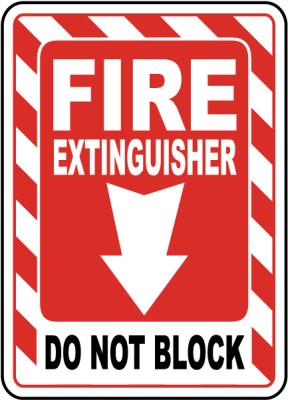 Fire extinguisher do not block sign foto