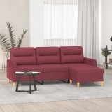 Canapea cu 3 locuri si taburet, rosu vin, 180 cm, textil GartenMobel Dekor, vidaXL