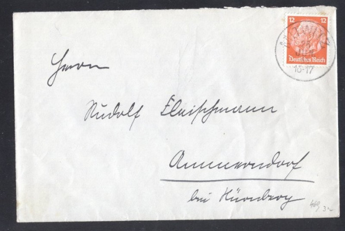 Germany REICH 1933 Postal History Rare Cover Mitwitz D.657