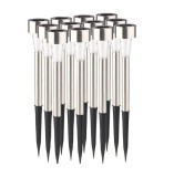 Lampa solara LED de exterior pentru gradina eMazing, dispersor normal, 0.06W, Inox, 29 cm, 12 buc