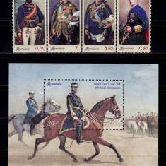 RO 2019 LP 2264+a "Uniformele regalitatii ( I ) " ,seria+colita 815, MNH