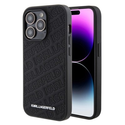 Husa pentru iPhone 15 Pro Max - Karl Lagerfeld Diagonal Quilted K Pattern (KLHCP15XPQKPMK) - Black foto