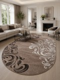 Covor Oval Mira 24031-234, Marime 50 x 80 cm, Maro, Inaltime Fir 6 mm, Antialergic, Polipropilena, Living, Dormitor, Sufragerie, Birou