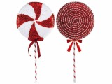 Set 2 Acadele Craciun polistiren alb rosu cm 25 x 5 x 52 H