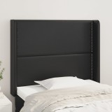Gossi tablie de pat cu aripioare, negru, 83x16x118/128 cm, piele eco