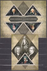 DB1 Pictura Togo Compozitori Bach Mozart Haydn Gluck Beethoven MS + SS MNH foto