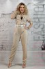 F867-1515 Salopeta casual cu maneci treisfert si curea in talie, L