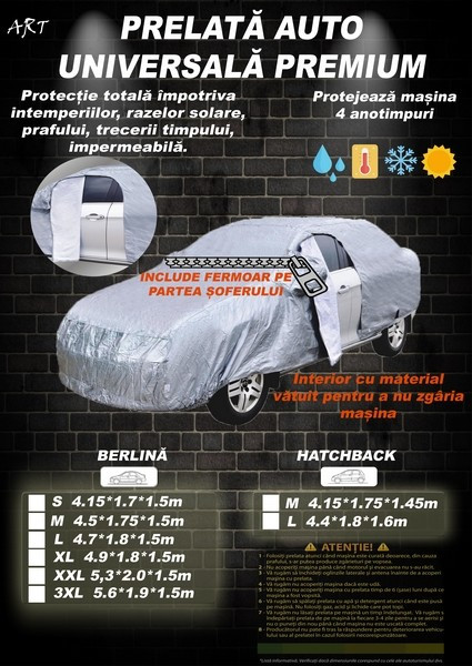 Prelata PREMIUM pentru HATCHBACK, marimea M - 4.15x1.75.x1.45m. ManiaCars