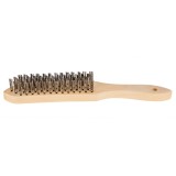 Perie de sarma cu maner din lemn, 5 randuri, pentru curatare metal