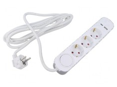 Prelungitor alimentare 5 prize PVC alb 1,5m 16A 3x1,5mm2