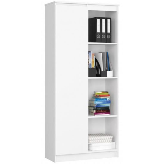 Biblioteca, placa laminata, 8 rafturi, 1 usa, alb, 80x35x180 cm GartenVIP DiyLine