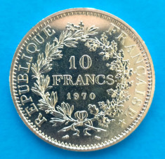 FRANTA 10 FRANCI 1970 ARGINT STARE AUNC SPRE UNC P foto