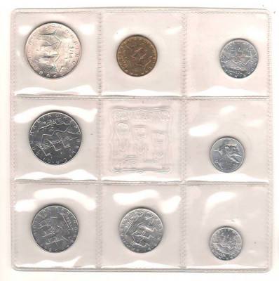 SV * SAN MARINO * Set 1 - 2 - 5 - 10 - 20 - 50 - 100 LIRE + 500 LIRE 1976 ARGINT foto
