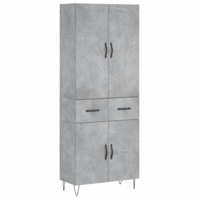 Dulap inalt, gri beton, 69,5x34x180, lemn compozit foto