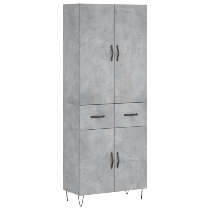 Dulap inalt, gri beton, 69,5x34x180, lemn compozit