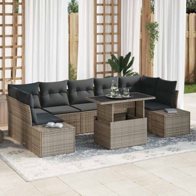 vidaXL Set de canapele pentru grădină 8 pcs Gri 100 x 55 x 73 cm 3357872 foto