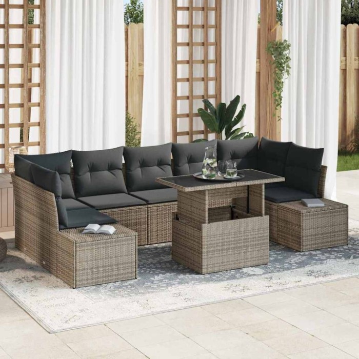 vidaXL Set de canapele pentru grădină 8 pcs Gri 100 x 55 x 73 cm 3357872