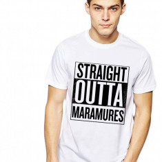 Tricou alb barbati - Straight Outta Maramures - L