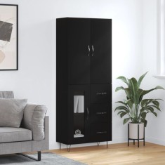 vidaXL Dulap &amp;icirc;nalt, negru, 69,5x34x180 cm, lemn compozit foto