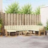vidaXL Set canapele exterior lemn acacia perne alb crem mobila gradina