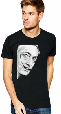 Tricou barbati negru - Dali - Portret - S foto