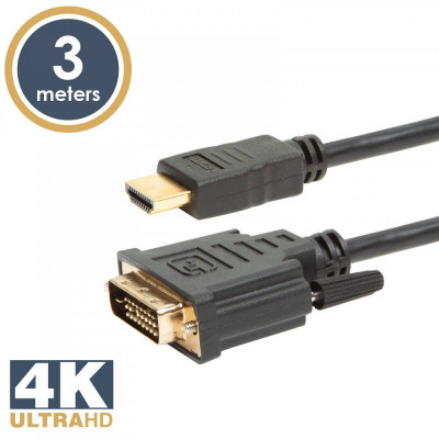 Cablu DVI-D 24+1 la HDMI 3m 10.2Gbps 2.0v aurit Delight foto