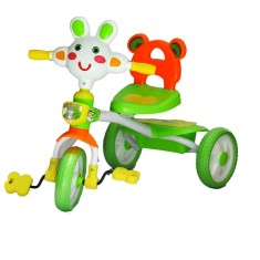 Tricicleta cu pedale si scaunel cu spatar Iepuras, verde
