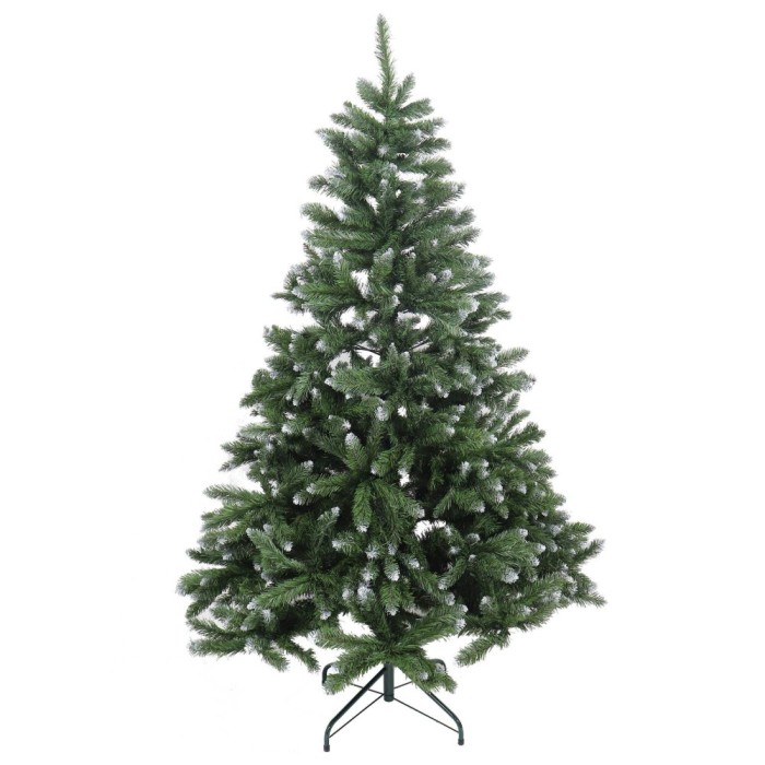 Brad artificial de Craciun, cu ramuri inghetate, FRA180-815, verde + alb, 180 cm, suport inclus