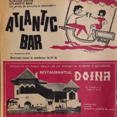 1971 Reclamă ATALANTIC BAR, Restaurant DOINA Buc comunism, epoca aur, 24 x 20 cm