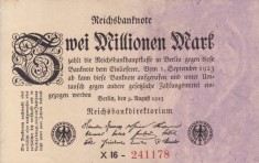 GERMANIA 2.000.000 marci 9 august 1923 VF+++!!! foto
