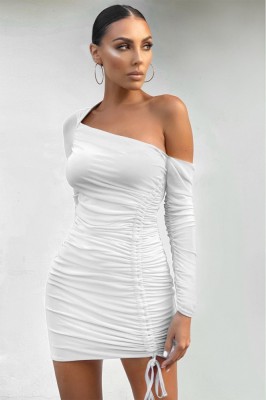 S535-2 Rochie scurta casual/eleganta pe un umar din material elastic foto