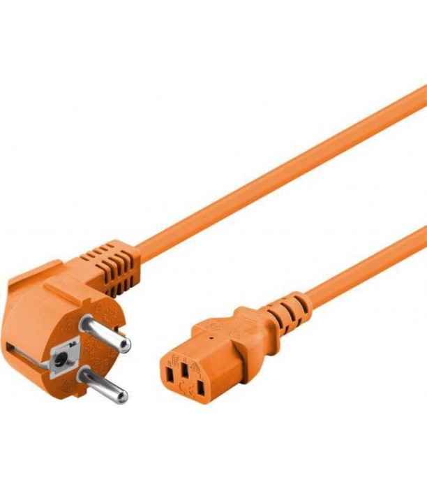 Cablu PC 2m ORANGE de alimentare calculator Schuko 90 grade tata -