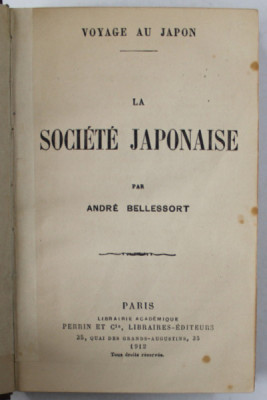 LA SOCIETE JAPONAISE par ANDRE BELLESSORT , 1912 foto