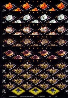 2006 - Minerale, serie minicoli de 18 timbre cu viniete si tabs foto