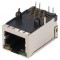 Conector RJ45 soclu 8 pini ecranat cu diodă LED THT