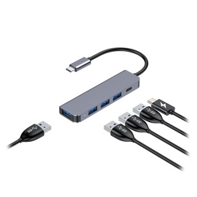 HUB 5 IN 1 USB-C PD 100W ALUMINIU PLATINET foto