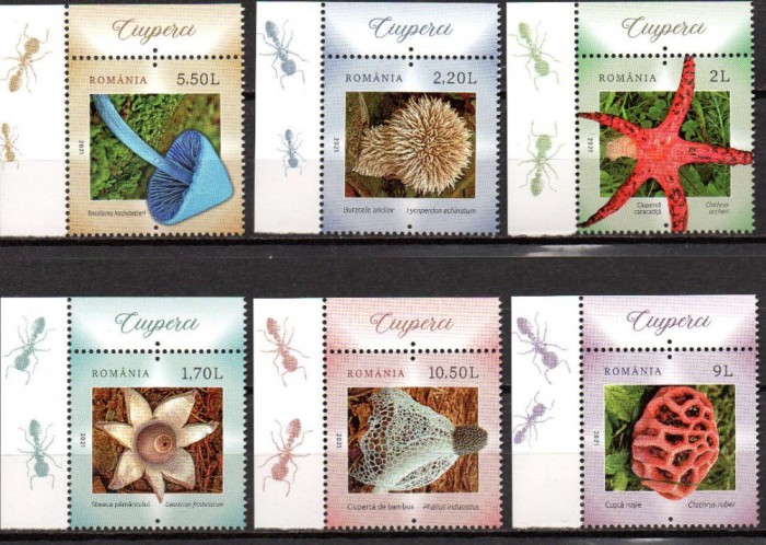 ROMANIA 2021, Ciuperci, serie neuzata, MNH, 2323