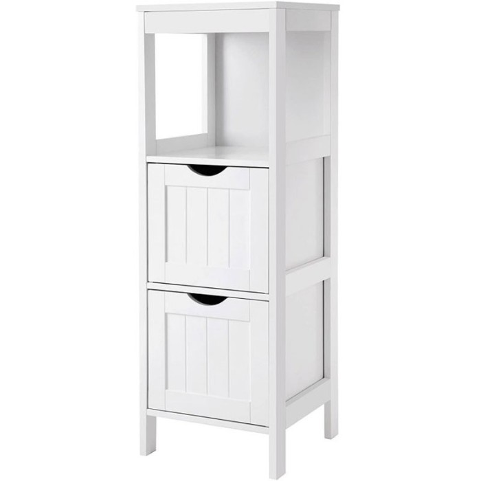 VASAGLE Dulap de podea pentru baie, multifunctional, 2 sertare, 30x30x89cm, alb Household NewTrend
