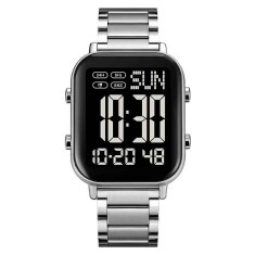 Ceas Barbati SKMEI 1859 , Digital, Carcasa Neagra, Bratara Inox Argintie, LED, Cronometru, Waterproof